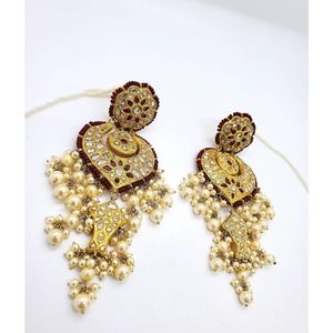 22kt gold Kundan Polki Earring